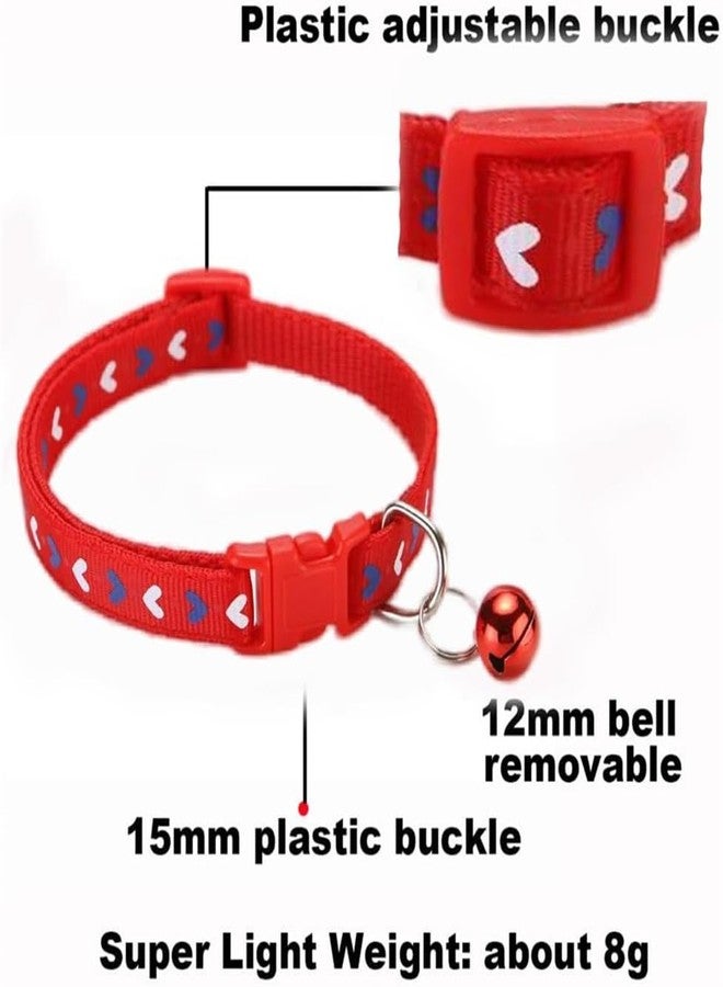 TELEYI Small Dog Collar and Leash Set with Bell,Pink Love Nylon Cat Collar Girl Female Cute Fancy Puppy Collar with Bells for XXS XS Little Kitten Boys Pet Dogs,Neck 7-12 Inch - Image 4